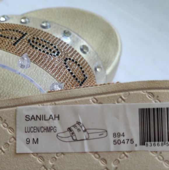 NEW - BEBE Sanilah Champagne Sandals - SZ 9 - Picture 6 of 6